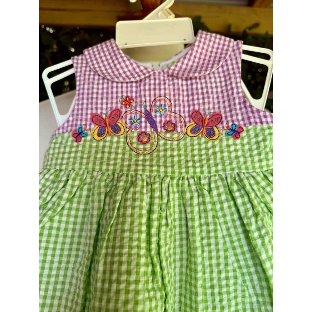 VTG Good Lad of Philadelphia Dress Girls 6/9 Mos Gingham Embroidered Butterfly - Picture 3 of 6